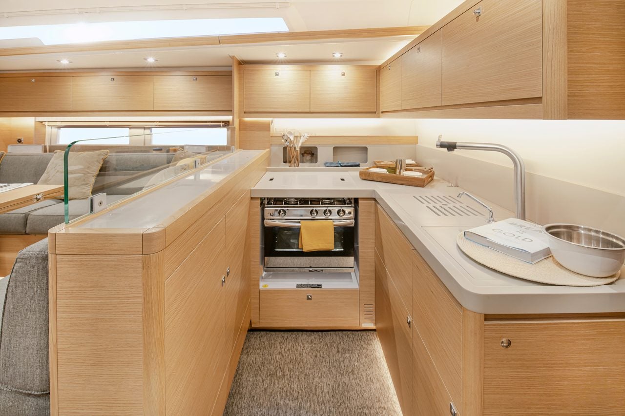 Galley kitchen on Dufour 530 monohull