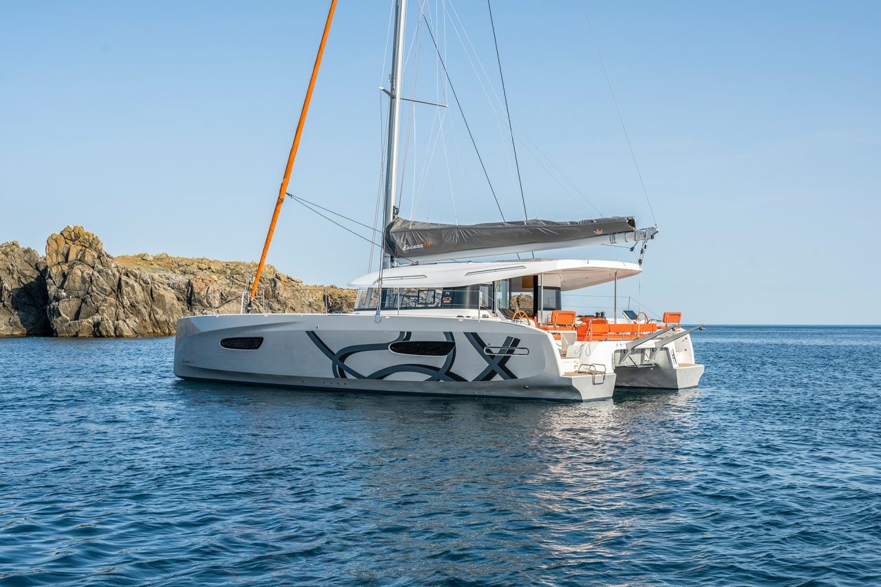 Excess 14 catamaran sailboat at anchor