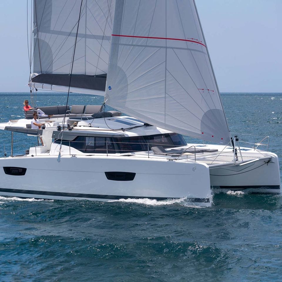 Fountaine Pajot Elba 45 catamaran sailing at sea