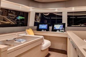 Lagoon 77 luxury sailing catamaran interior navigation station