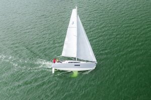 Aerial view of Beneteau Oceanis 30.1boat at sail