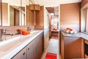 Large owners cabin bathroon aboard the Bali 4.8