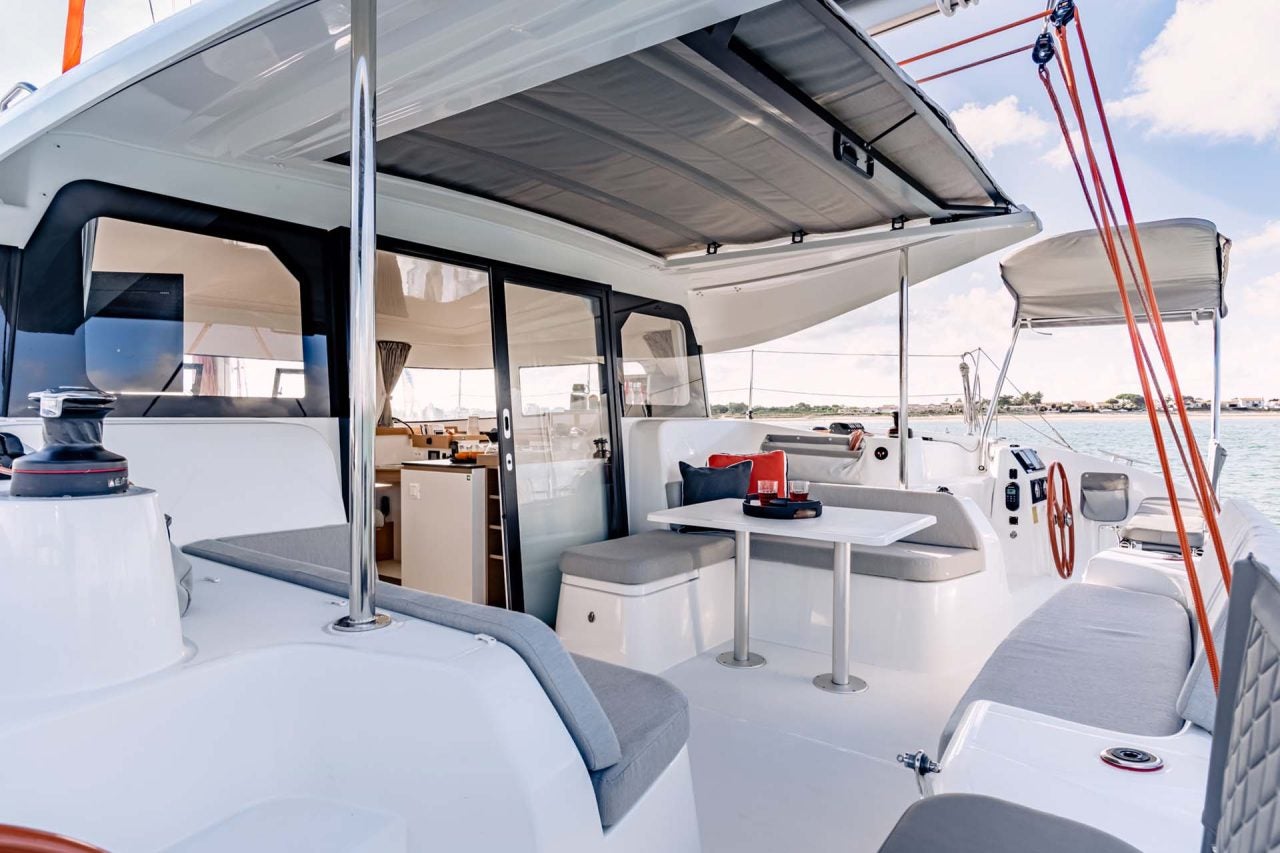 Cockpit seating area of the Excess 11 yacht