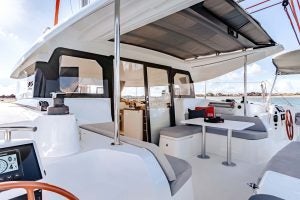 Excess 11 sailboat cockpit with seating and table