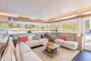 Lagoon 60 luxury sailing catamaran interior living area