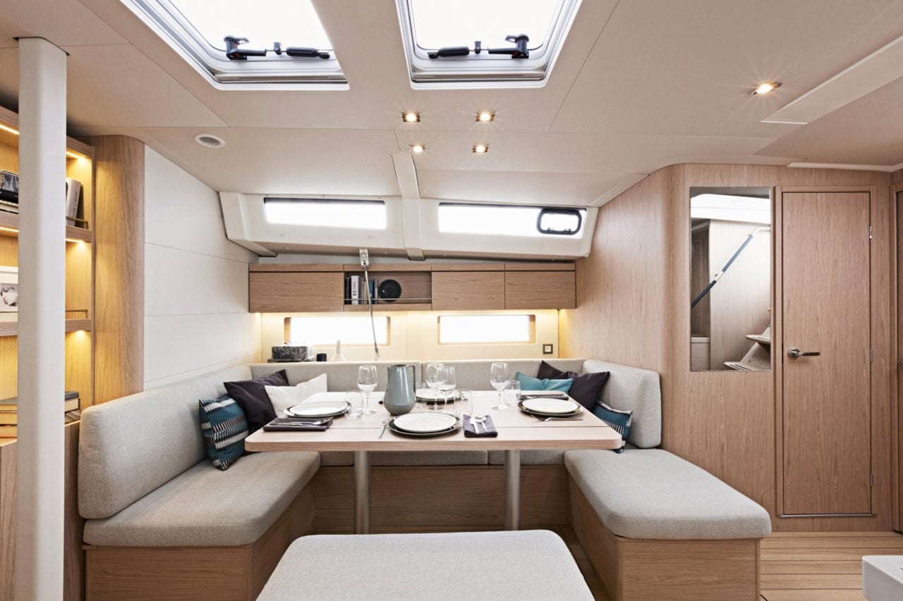 Oceanis 46.1 sailing yacht interior dining table area