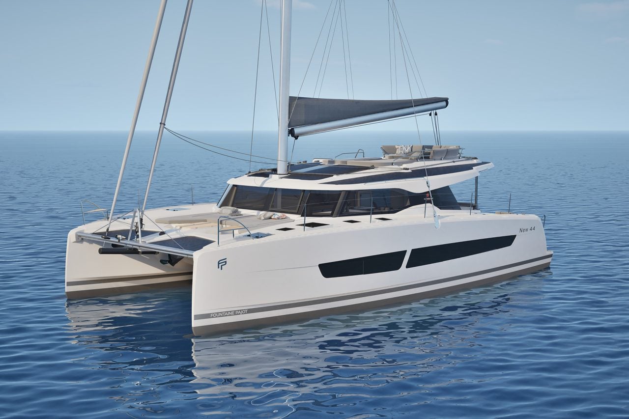 Luxury Fountaine Pajot 44 anchored at sea