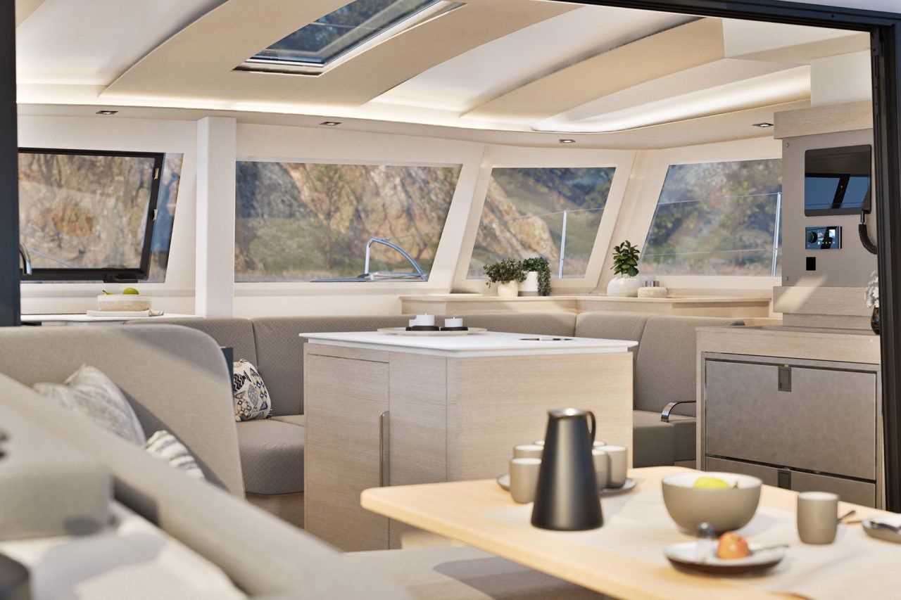 Fountaine Pajot 44 catamaran salon expansive windows