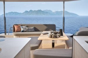 New Fountaine Pajot 44 cockpit table and bench seating