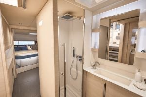 Fountaine Pajot 44 catamaran owners suite with bath